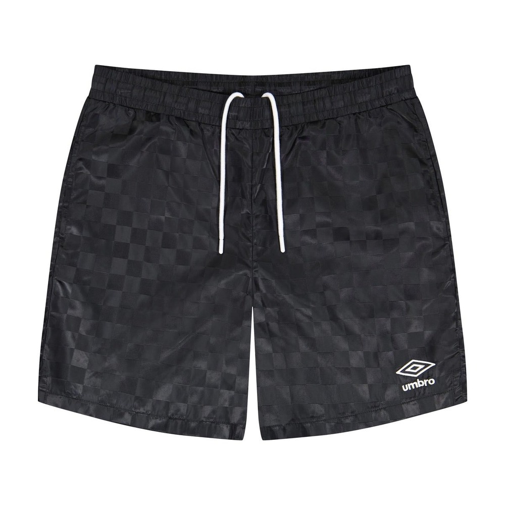 Umbro Men's Checkered Nylon 7" Shorts Jet Black Size M NWT Soccer Retro
